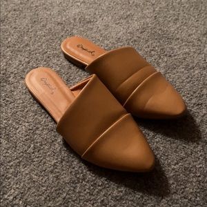 Tan Mules. Size 5.5